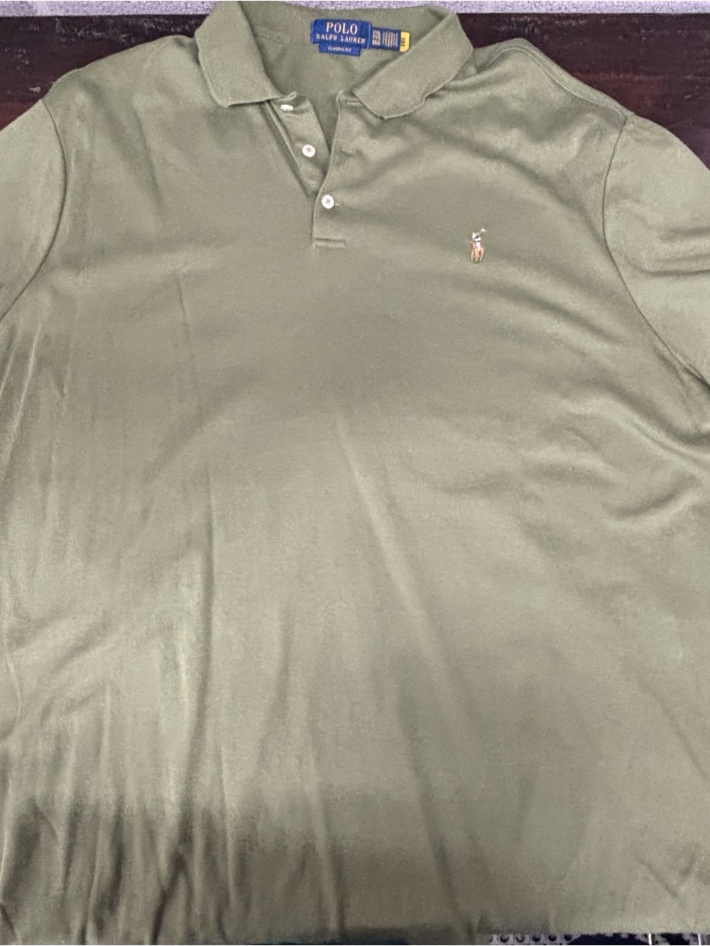 Ralph Lauren Olive Green Classic Polo Shirt with Embroidered Pony